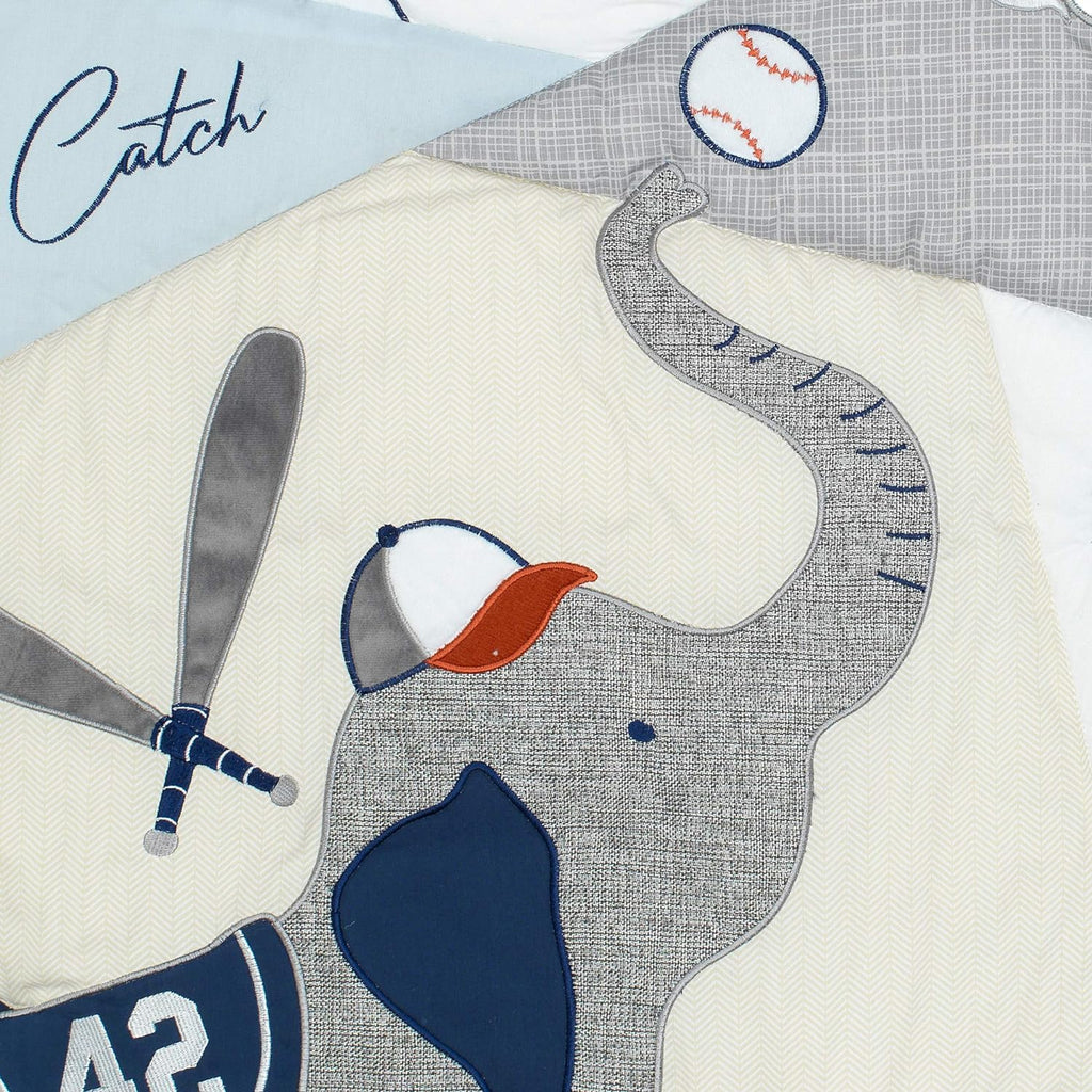 Lambs & Ivy Hall of Fame Sports Animals 5-Piece Crib Bedding Set - Gray/Blue