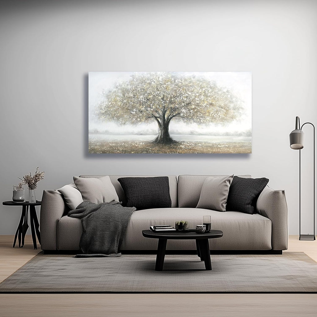 Yuaxker Tree of Life Wall Decor Gold Wall Art Large Landscape Art Modern Minimalist Canvas Painting for Living Room Bedroom Dining Room Office Home Decor 30x60 Inch