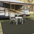 GENIMO Outdoor Rug 10x14 ft Waterproof, Reversible Plastic Straw Patio Rug for RV Camping Mat, Deck, Backyard Balcony Mat - Lightweight & Easy to Clean, Black & Brown