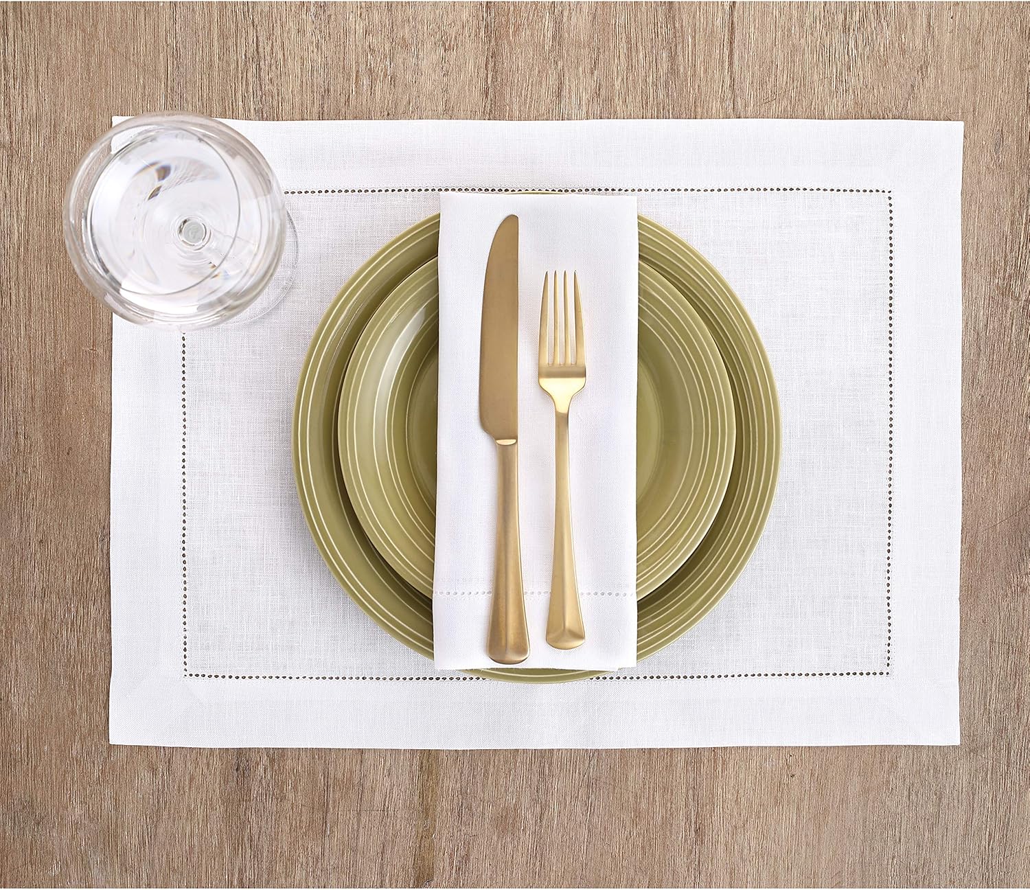 Solino Home White Linen Napkins Set of 6-100% Pure Linen Hemstitch Dinner Napkins 20 x 20 Inch for Spring, Summer, Memorial Day - Classic Hemstitch