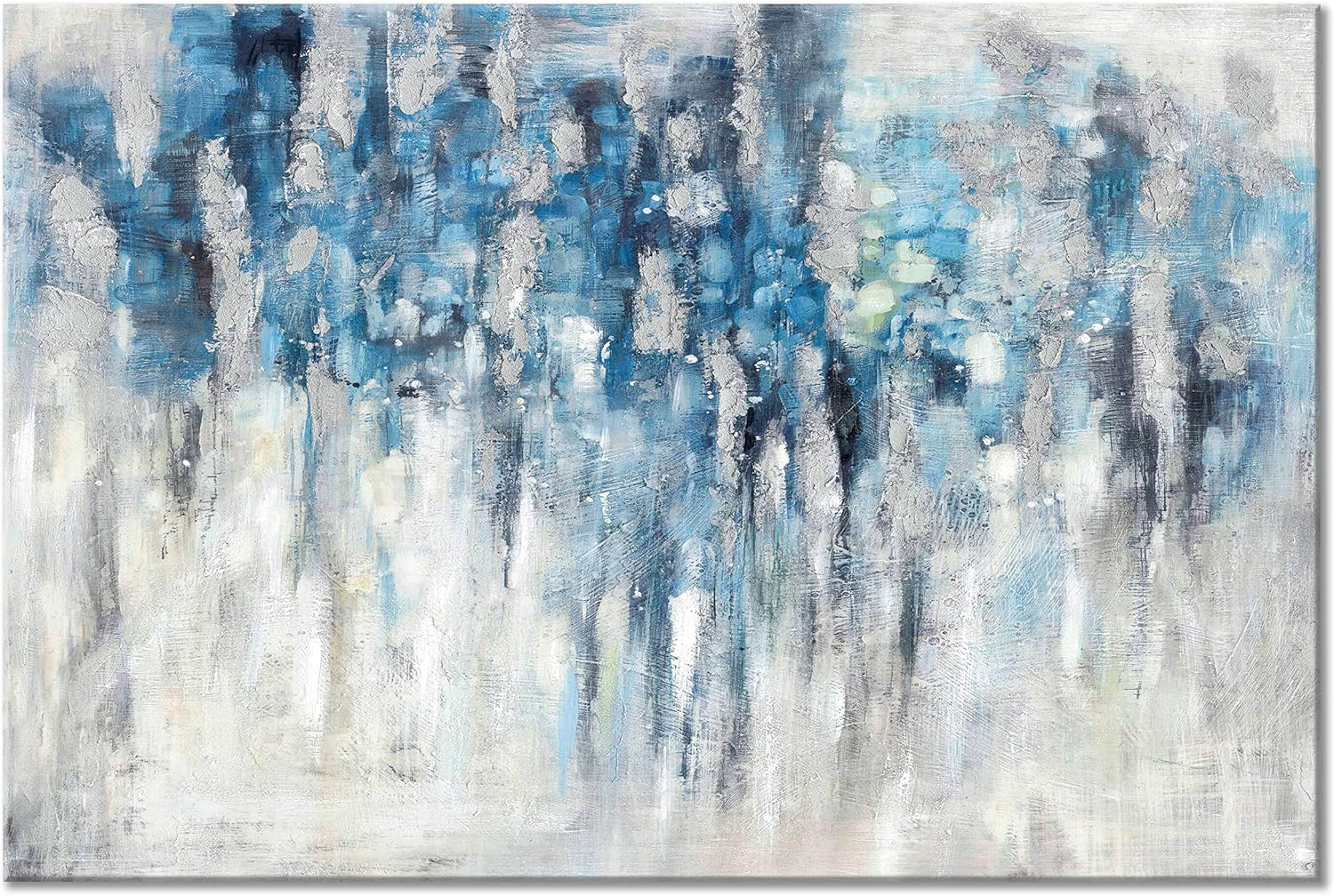UTOP-art Abstract Wall Art Canvas Picture: Blue and Gray Artwork Modern Painting for Living Room (45' x 30' x 1 Panel)