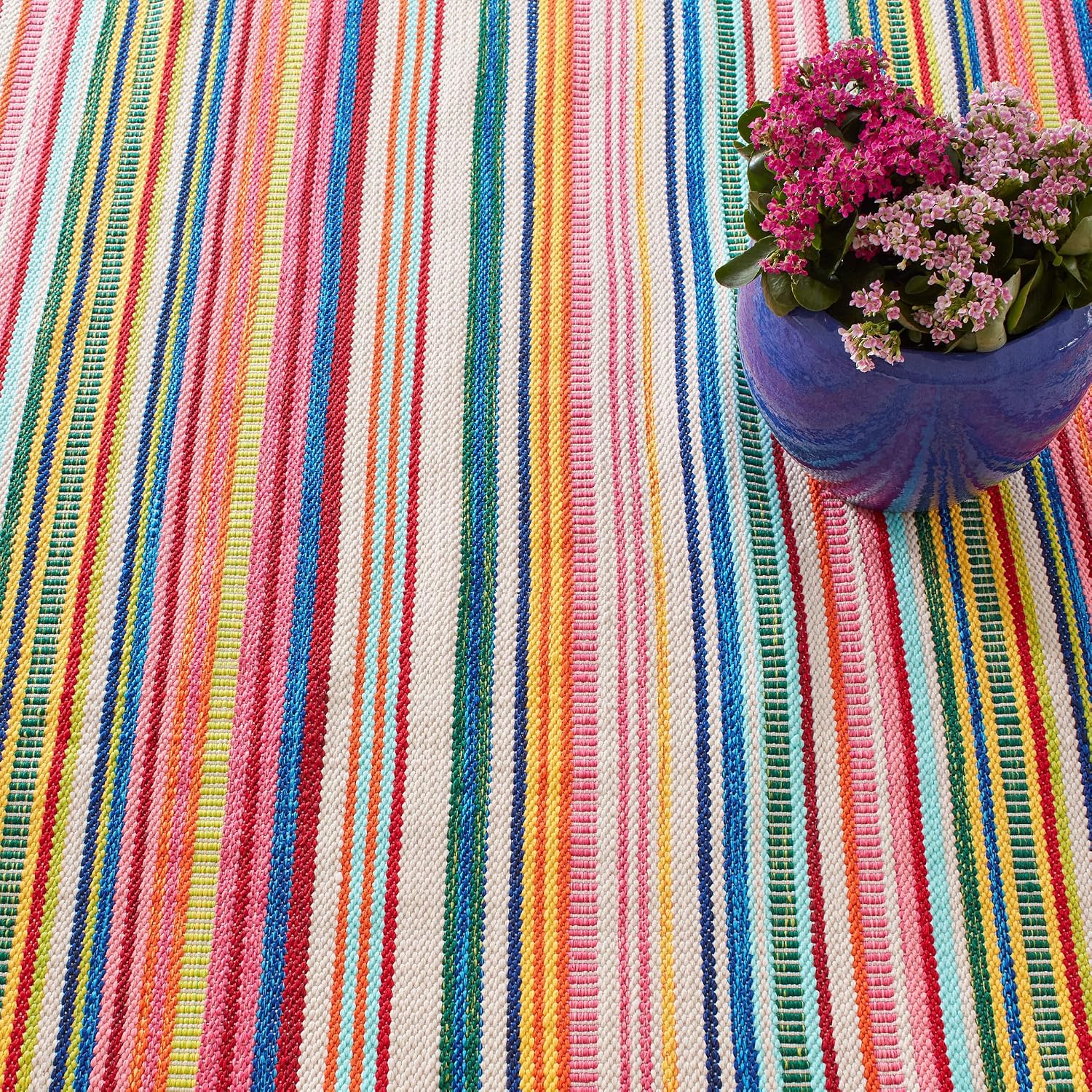 Dash & Albert Bright Stripe Handwoven Indoor/Outdoor Rug, 8.5 X 11.5 Feet, Multicolored Stripe Pattern